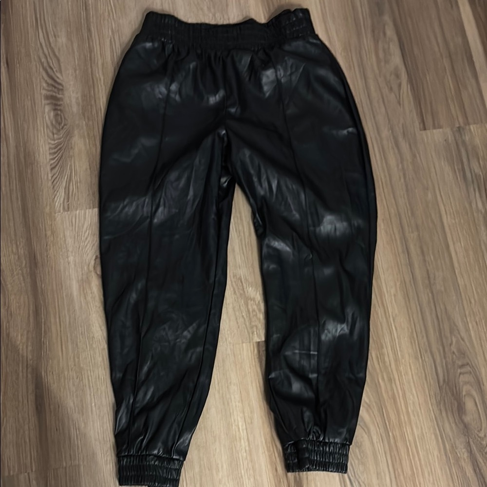 Express Black Faux Leather Joggers